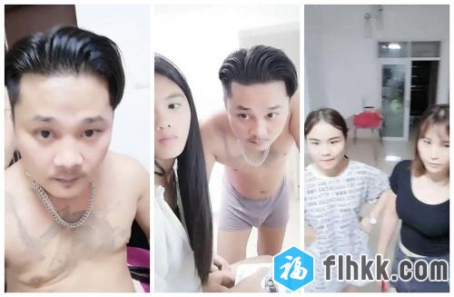 样子有点装B打扮的像黑老大的逍遥龙哥和兄弟搞了两个嫩妹子回出租屋啪啪对白有趣-福利好好看