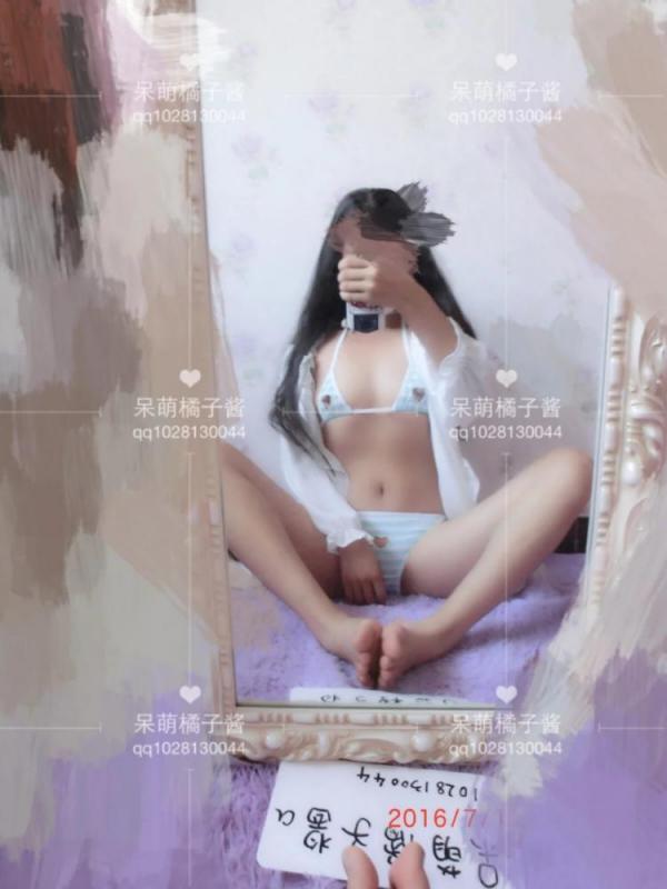 呆萌橘子酱 蓝白镂空比基尼[31P]-福利好好看