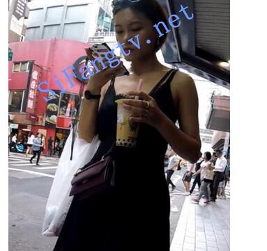 [首发极品CD]TW系列1648-墨镜短发黑裙妹子红内裤-福利好好看