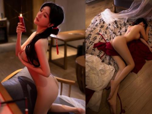 [顶级女模震撼泄密]颜值巅峰秀人网当红女神模特[谢小蒽]大胆私拍古风篇，透明红袍笛子遮B紫薇呻吟滴蜡原声挑逗-福利好好看